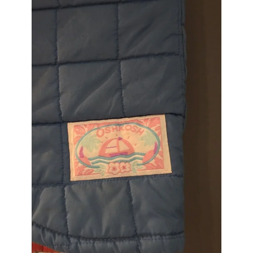 Vintage Oshkosh B'gosh Puffer Vest Kids Reversible Size S 7/8 Outdoor Blue Red